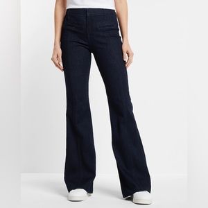 Express Mid Rise Dark Blue Flare Jeans